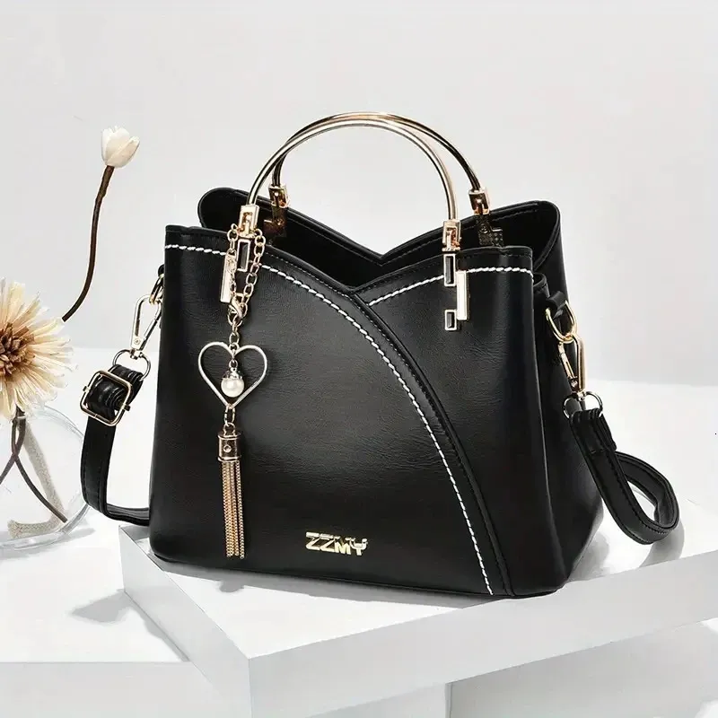 Color Block Satchel Bag Trendy Metal Tassel Decor Crossbody Womens Top Ring Purse 240510 From 24 32 DHgate