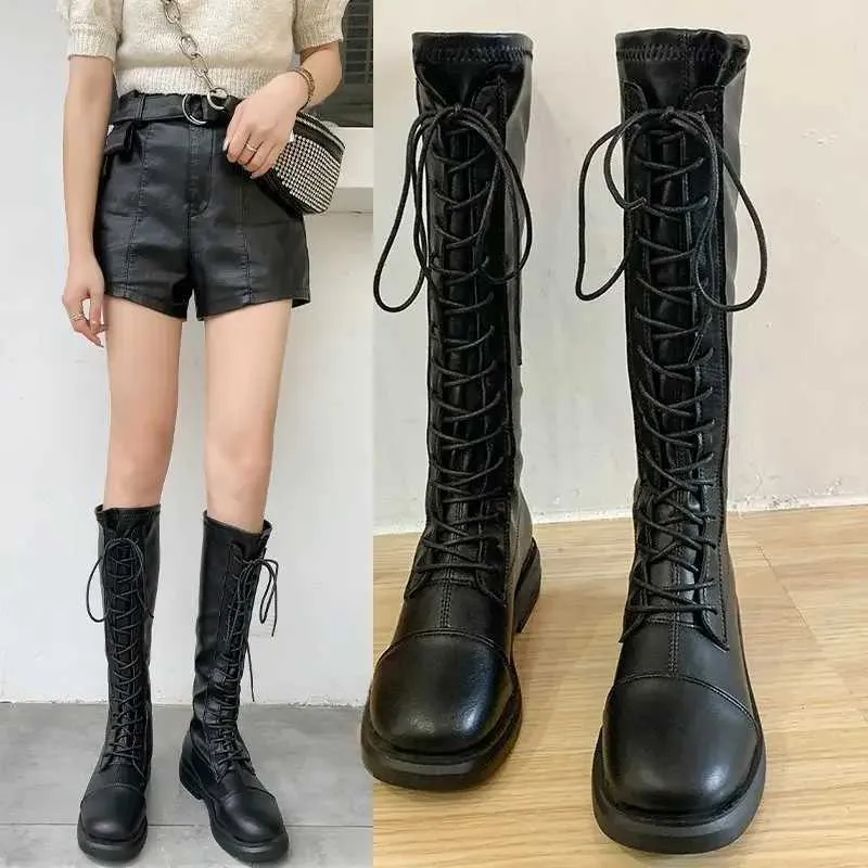 Canvas knee high boots sales