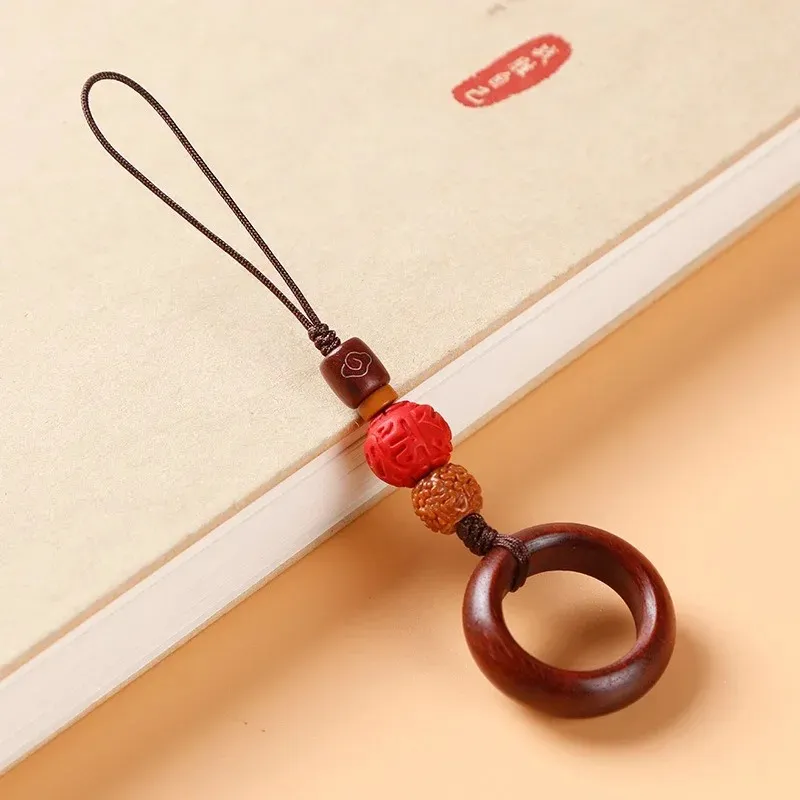 Handgjorda DIY Natural Agate Finger Ring Handrep Hängen Keychain Mobiltelefon Smycken Cord Anti Drop Fall Protector