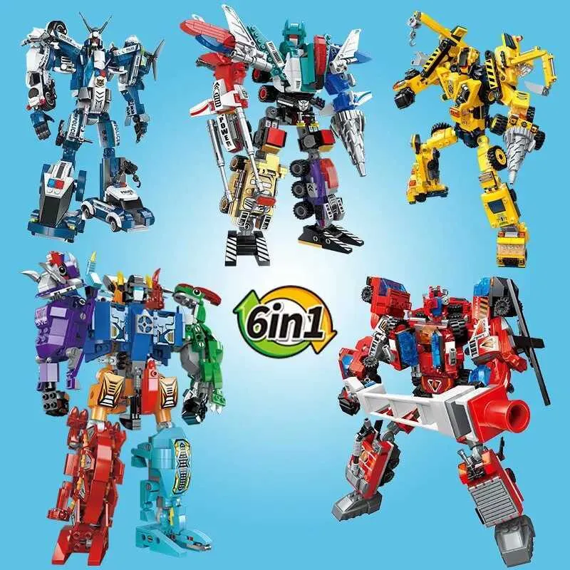 6-in-1 Transformation Robots Building Block Kit: Build, Convert, and Play!