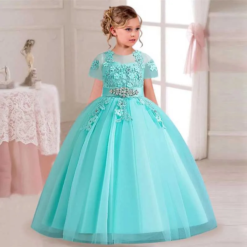Girls Princess Dresses Elegant Lace Flower Girl Wedding Party