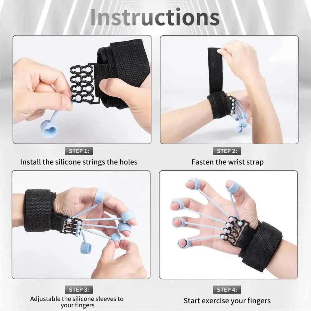 Ejercitador Extensor De Dedos - Bandas De Resistencia 20-60 Lbs, Para Rehabilitación Y Fortalecimiento De Manos