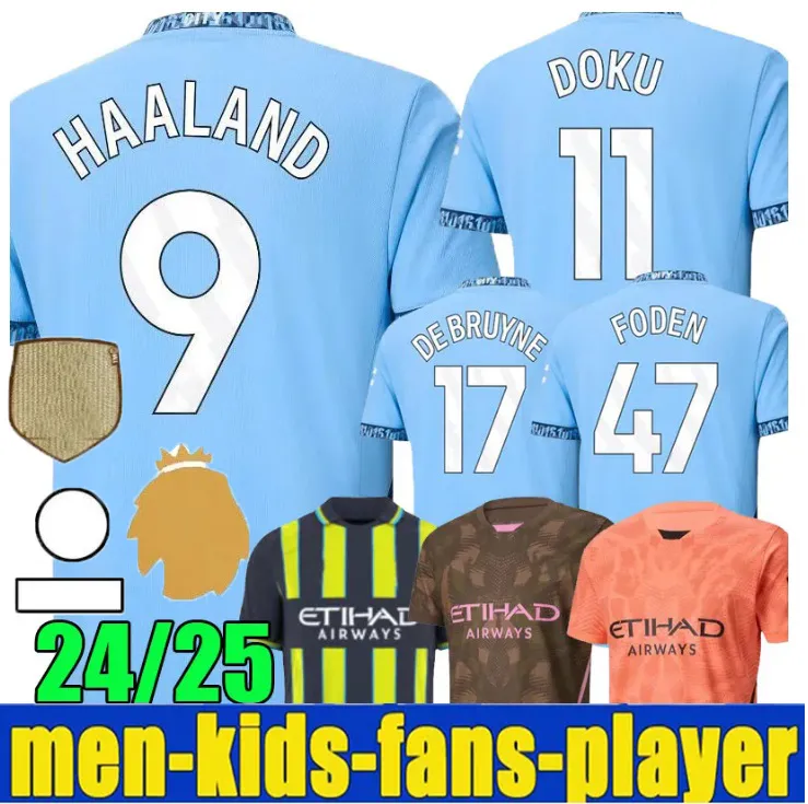 24 25 Haaland voetbaltruien 4e Chinees Nieuwjaar van de Dragon Doku Rodrigo Grealish Mans Cities de Bruyne Foden 2024 2025 Football Shirts Kids Kit Champions Final