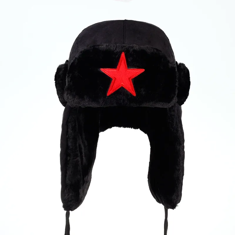 Mens Pentagram Lei Feng Winter Trapper Hat Aviator Style With Ear Flaps ...