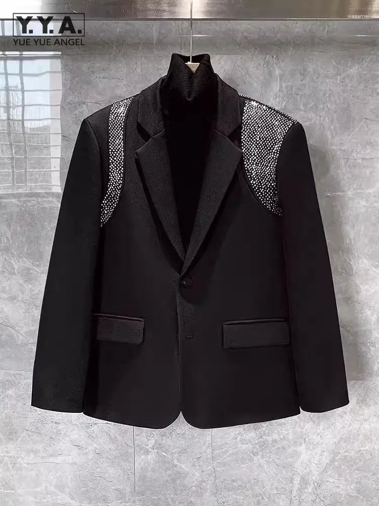 Män kostymer herrar modedesign diamanter svart kostym jacka enkel knapp lång ärmfjäder ytterkläder affär casual party blazers kappa