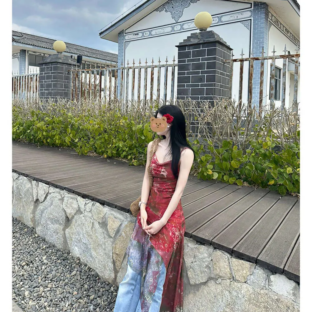 Red Floral Mesh Suspender Dress For Women Irregular... From Join3, $28.15  In Bulk | DHgate.Com