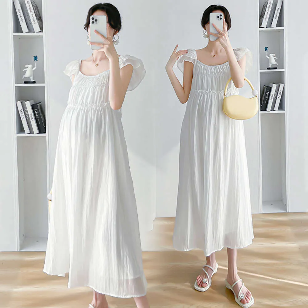 Elegant White Petal Sleeve Maternity Feeding Party Wear Dresses High Waist Shoulderless Perfect For Summer Weddings And Parties 2024 Collection From Paris 014 21.35 DHgate.Com