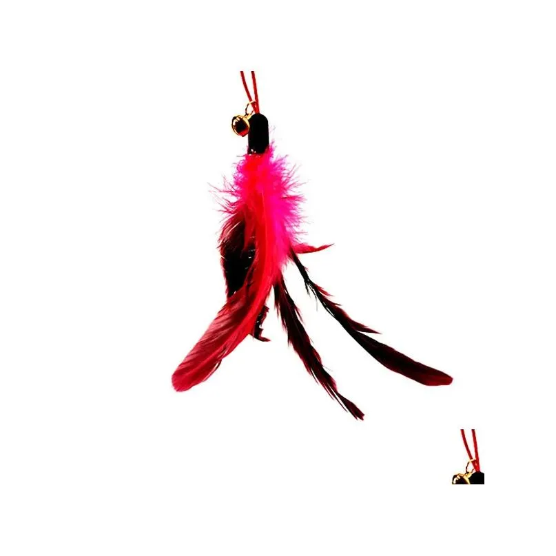 Cat Toys Chicken Feather Toy Plastic Pendant Creative Funny Stick Replacement Head Pet Supplies Drop Delivery Home Garden Dhnrg