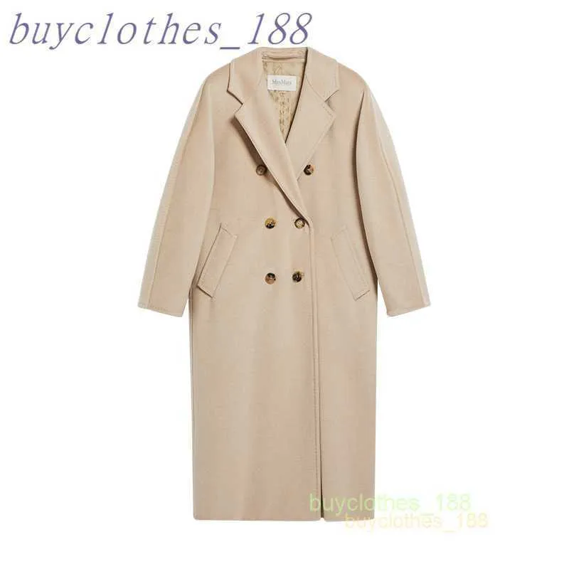 Frauen mit mittlerer Länge Trench Coat Maxmaras Wolle Mischmantel Italienische Marke Frauen Luxusmantel hochwertiger Kaschmirmantel Rhtb RHTB