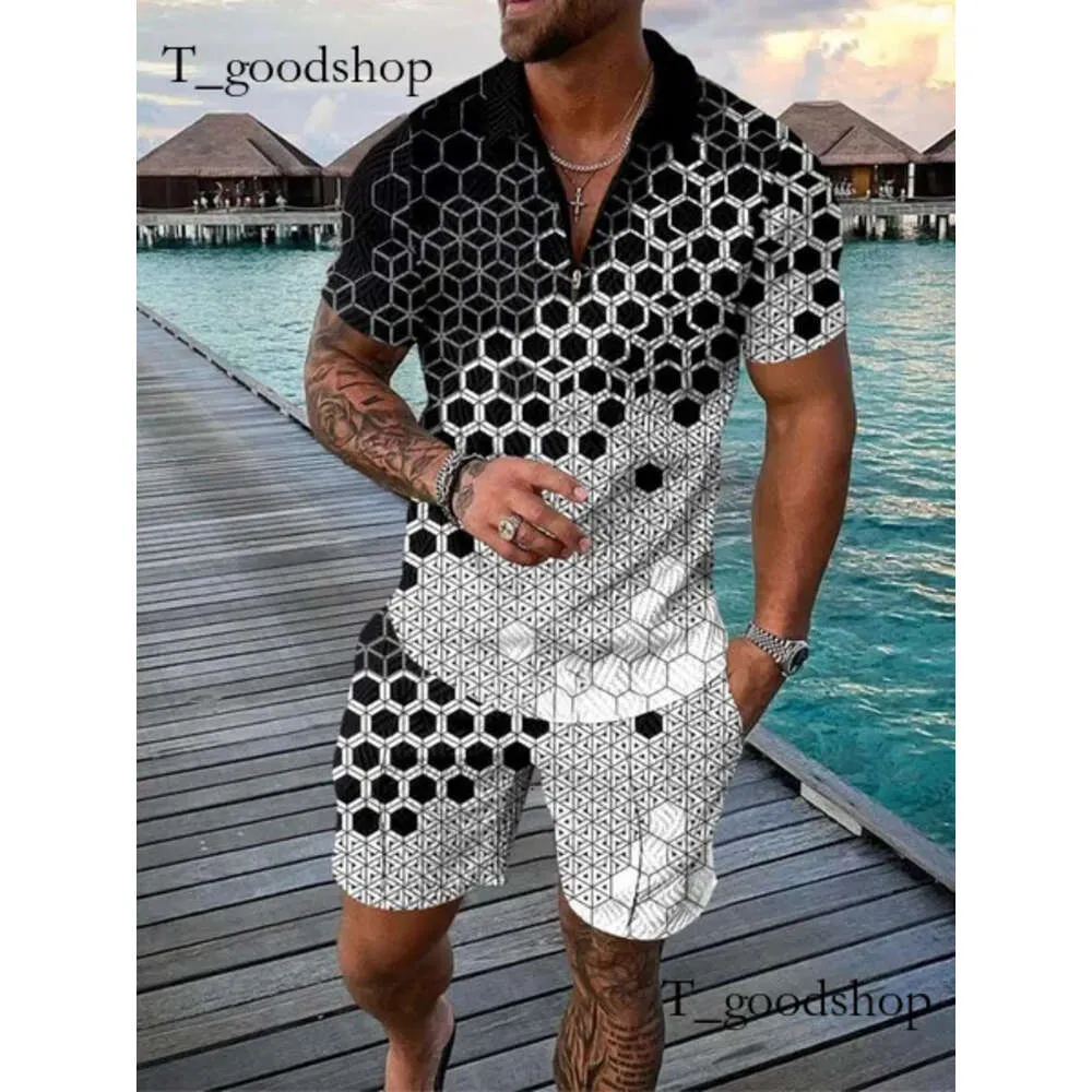 Men's Tracksuits Men's Tracksuit Summer Short Sleeve Shirt And Shorts Suit Two-Piece Set Male Gym Sport Golf Clothing Streetwear For Mencasual Men#2024 860