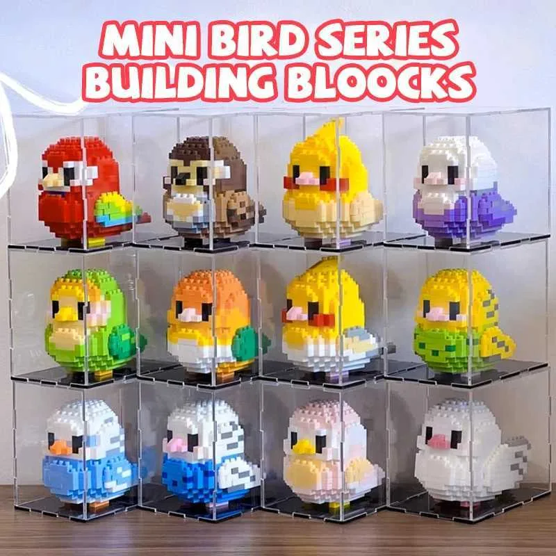 Bloki mini budynek blok 3D seria ptaków urocza papuga modelu Zestaw bloków kawaii Dekoracja
