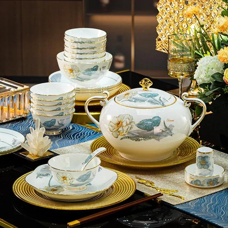 Dinnerware Sets Jingdezhen Bone Porcelain Ceramic 60-Piece Set