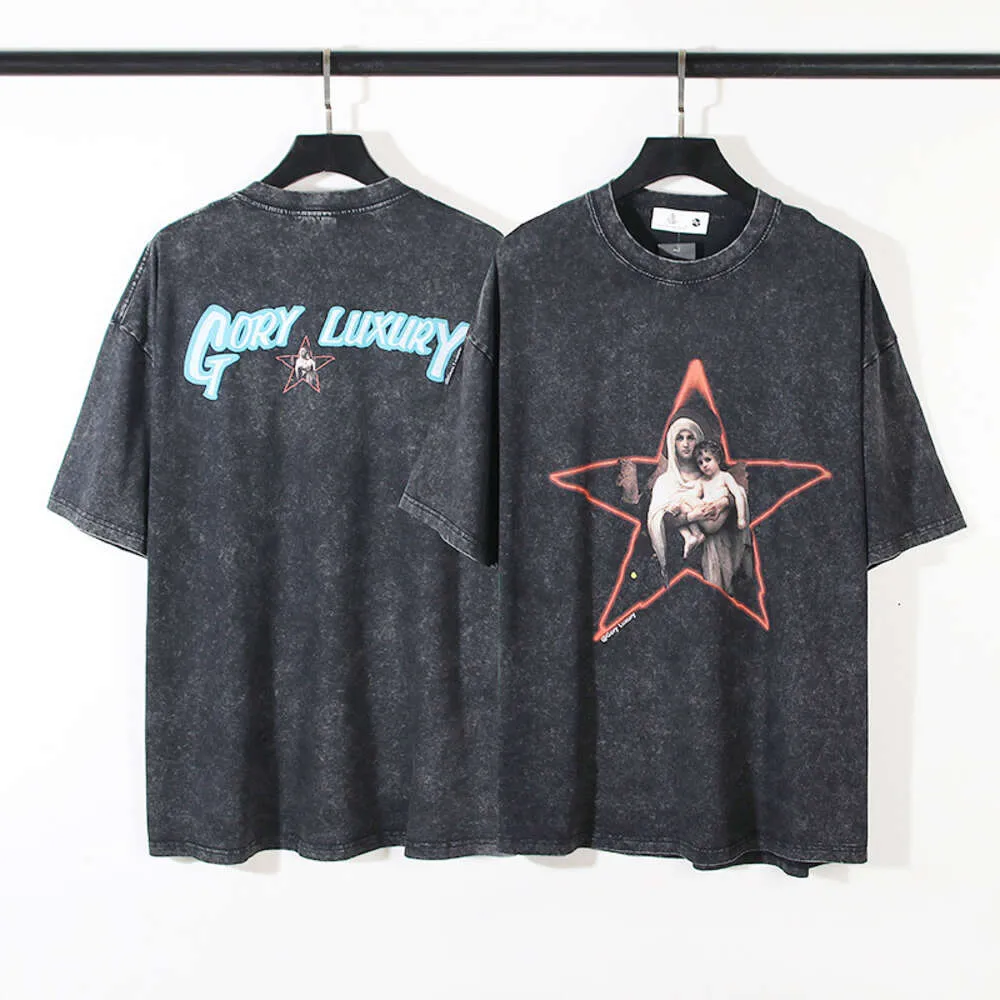 Camisetas de designer retrô de 5ilas para homens e mulheres Saint Michael Graffiti Pentagram