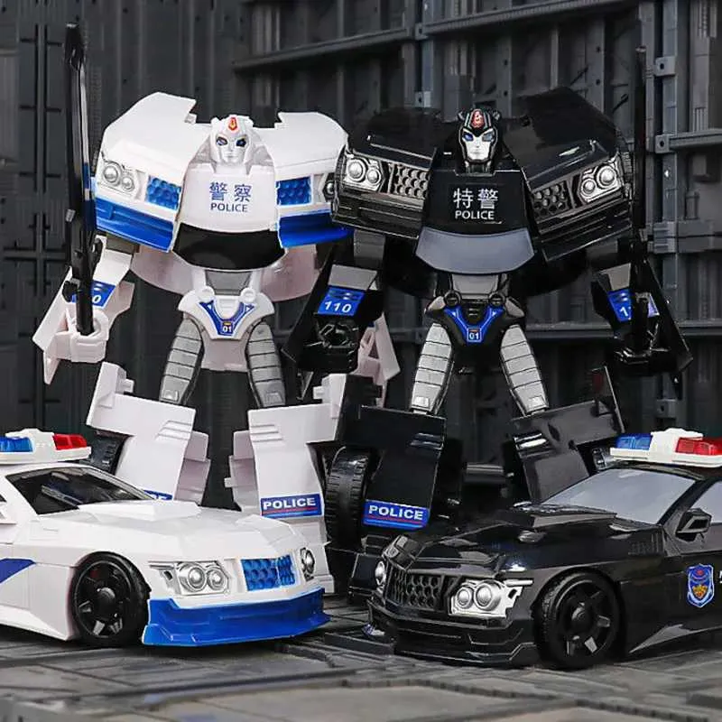 23CM Double Sided Police Car Transformation Large Robot Toy Animation Character Boys Birthday Gift From Wanme 4.5 DHgate.Com