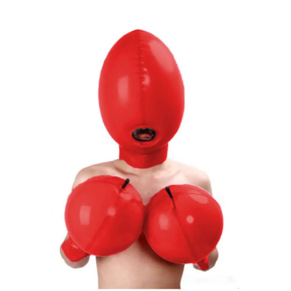 Latex gummi gummi tät monteringsdräkt, röda handskar, omöjlig mask, 0,4 mm s-xxl-