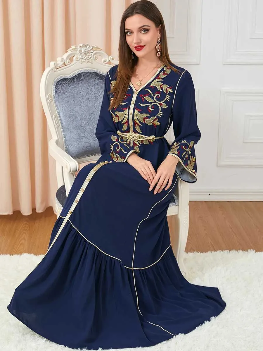 Ethnic Clothing Ramadan Morocco Dress Women Muslim Abaya Embroidered Belted  Kaftan Party Dress from Dhgate Ethnic Clothing - price 25.4