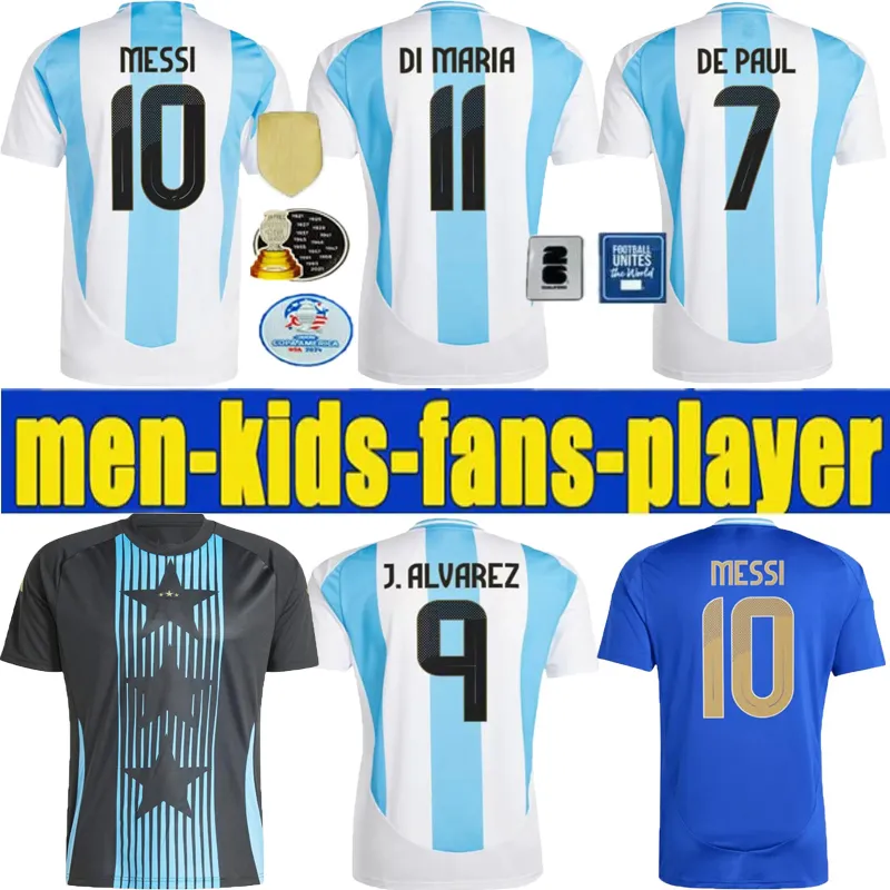 NOUVEAU 2024 2025 Argentine Jerseys Fans Joueurs Version Messis Mac Allister Dybala Di Maria Martinez de Paul Maradona Pré Match Black Football Shirt 24 25 Kit Kit Kit
