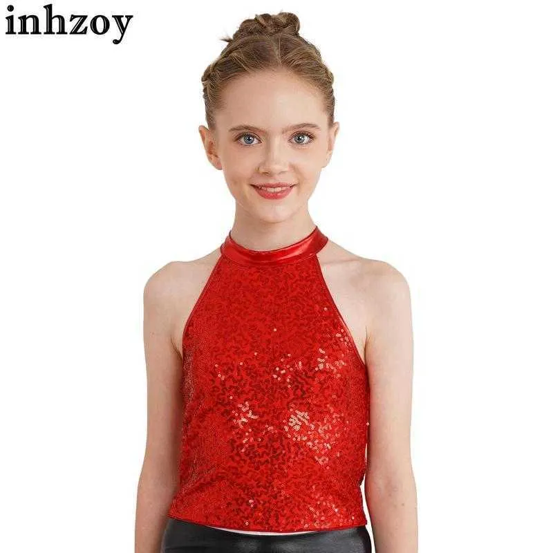 red sequin dance top