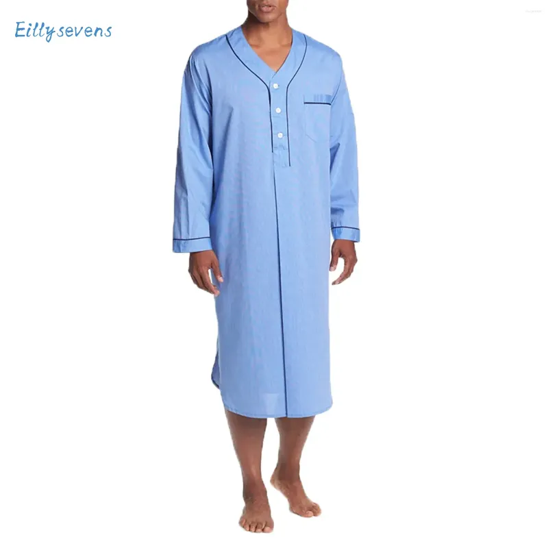 Etnische kleding moslim middellange pyjama's gewaad comfortabel losse vaste kleur dagelijks huis causaal V-hals slijtage lange mouwen