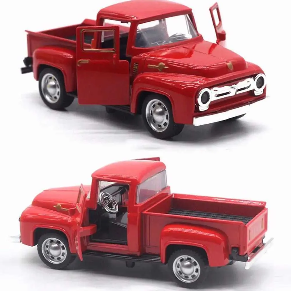 Diecast Model Cars 1 32 Scale Red Truck Model Alloy Die Casting Simulation Pullback Convertible Car Toy Gifts for Boys and Children WX