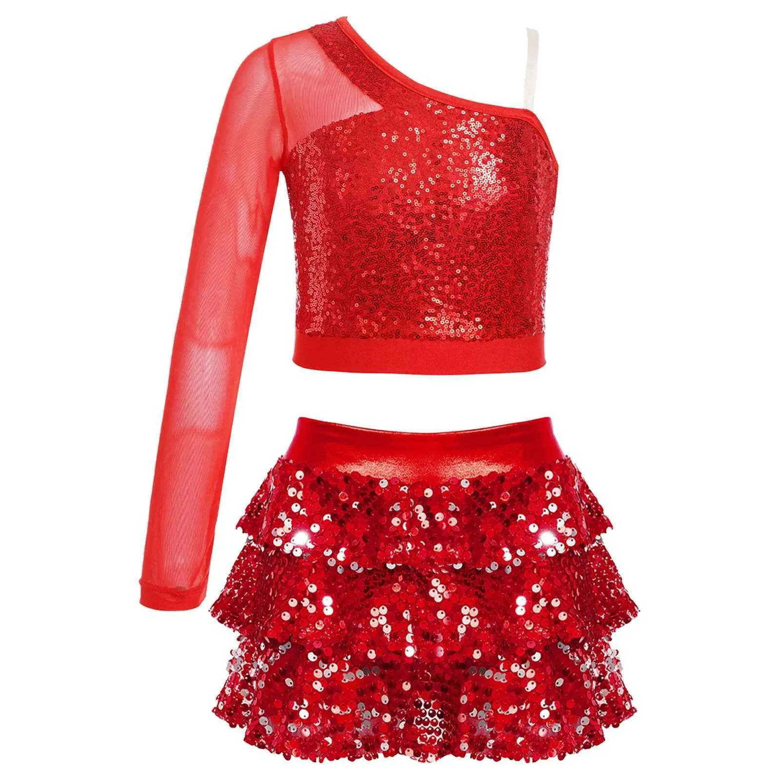 red sequin crop top dance