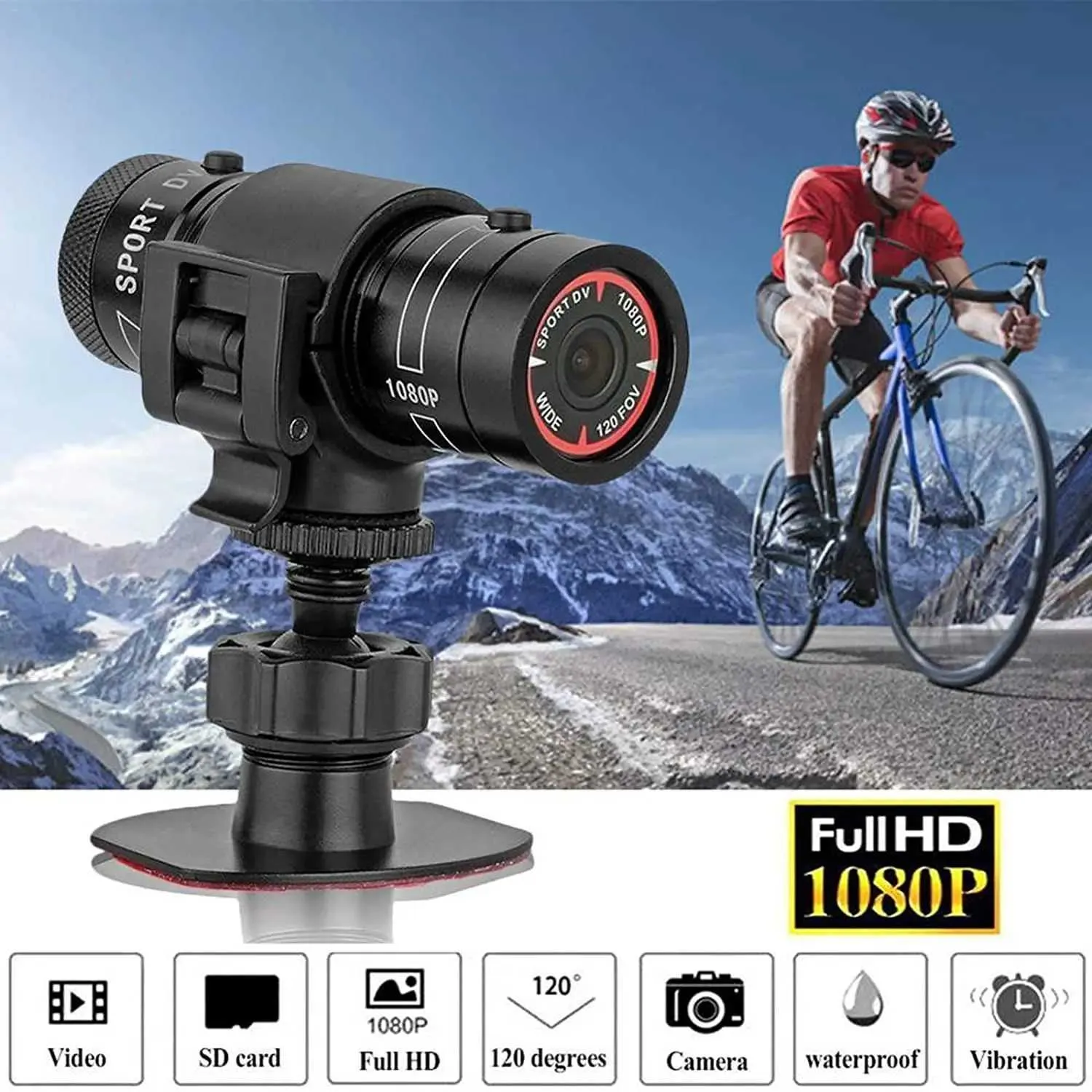 Akcja sportowa kamery rowerowe kamera sportowa rowerowy rower górski hełm akcja mini kamera DV F9 Kamera Pełna 1080p HD Car rejestrator J240514