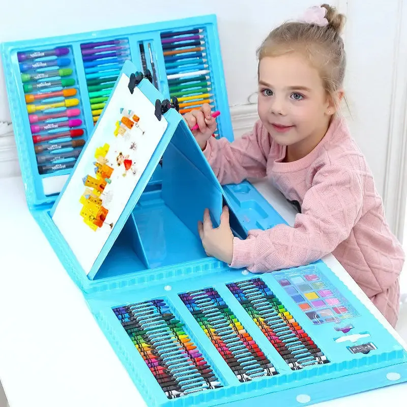 DHgate 240 Piece Kids Art Set Drawing Board Pencils Crayons Watercolors School Supplies Educational Toys for Children Toys Gifts