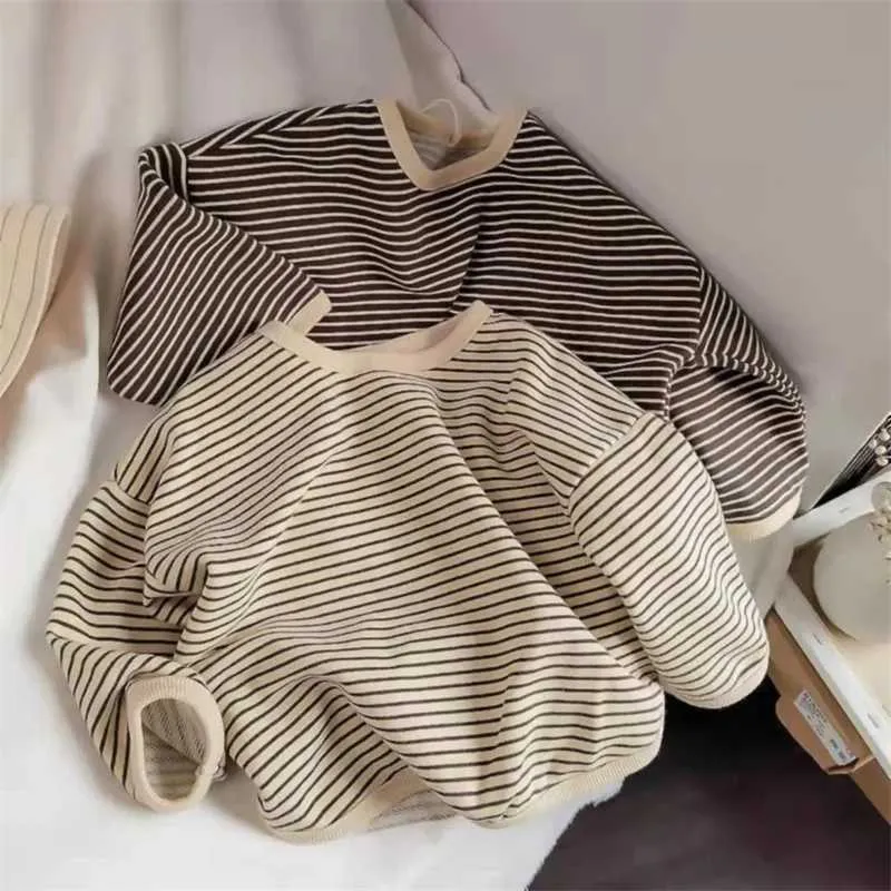 Polos Lawadka 1-8T Cotton Childrens Clothing Long sleeved T-shirt Striped Baby Boys and Girls Top Casual Childrens T-shirt Autumn Spring T-shirtL2405