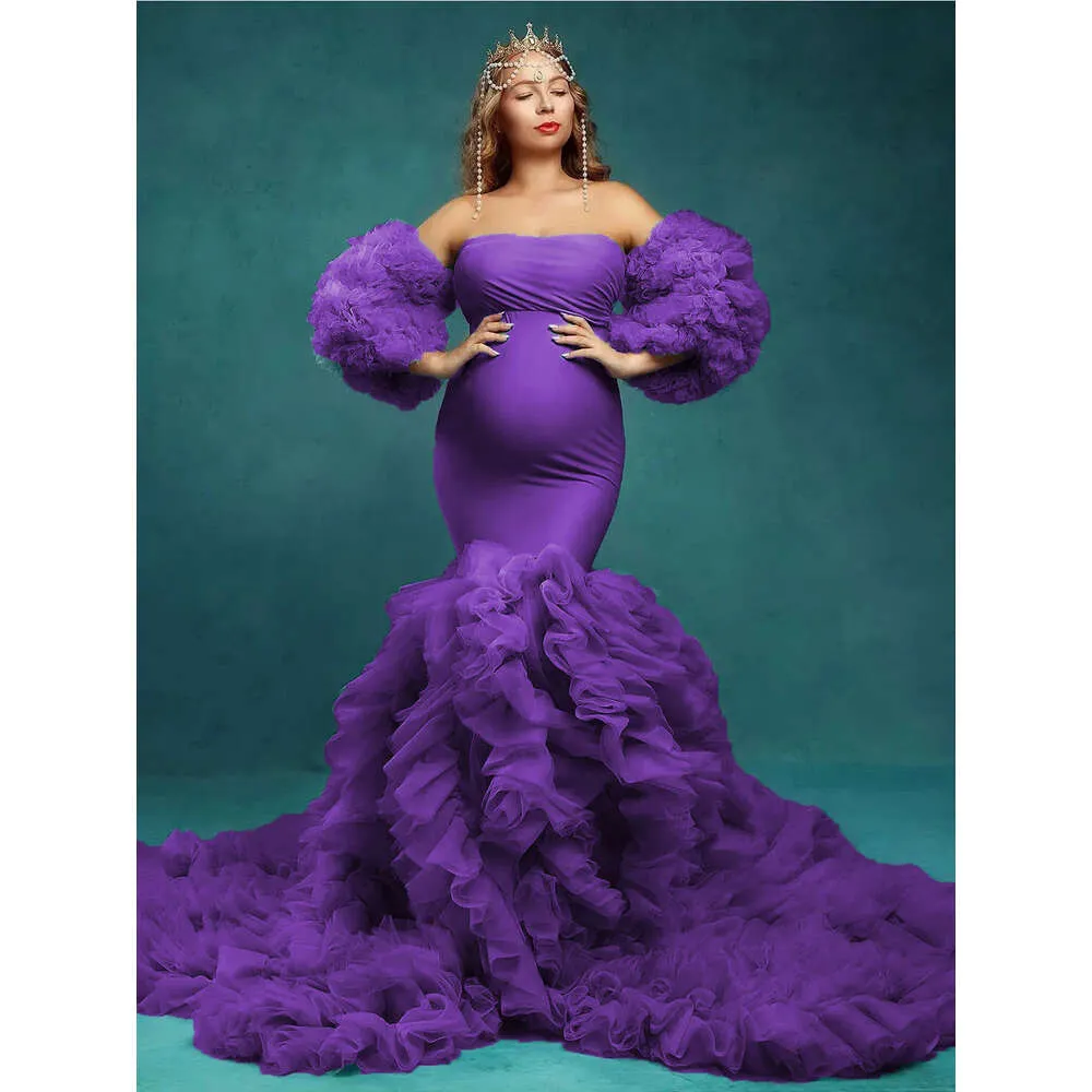 Teal Blue Mermaid Maternity Dress with Removable Puffy Sleeve, Strapless  Chiffon Ball Gown for Pregnant Women, Ankle-Length Summer Evening Robe from  Dhgate Maternity Dresses - price 269.71