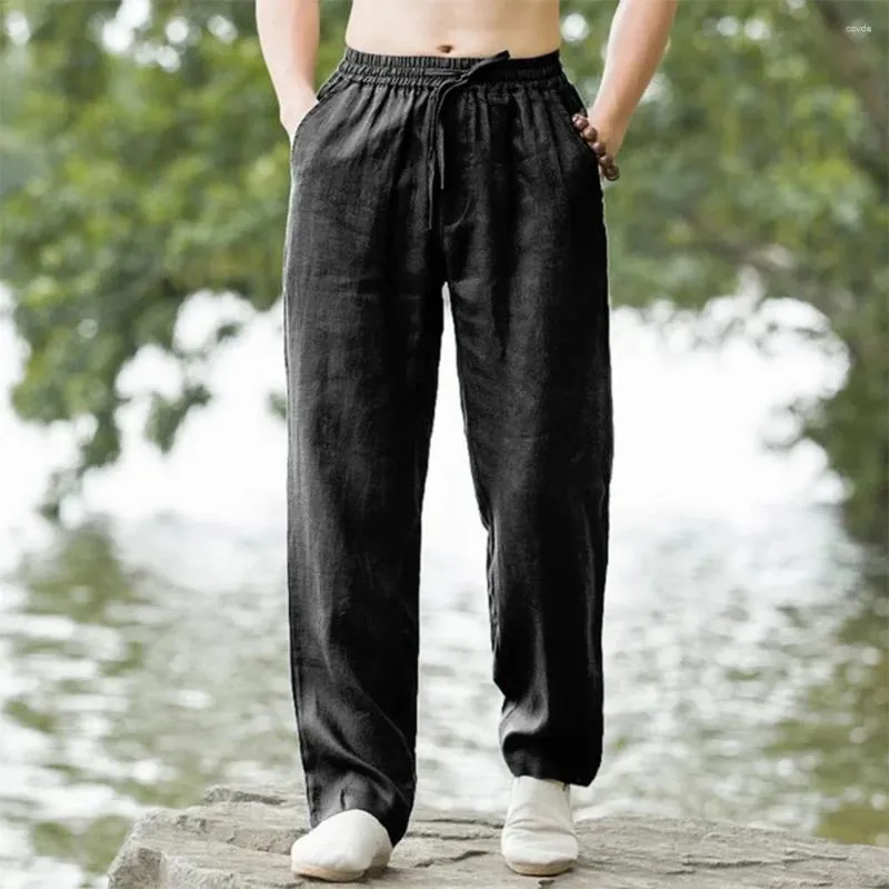 Beach Joggers Men s Cotton Linen Sweatpants for Summer Vacation
