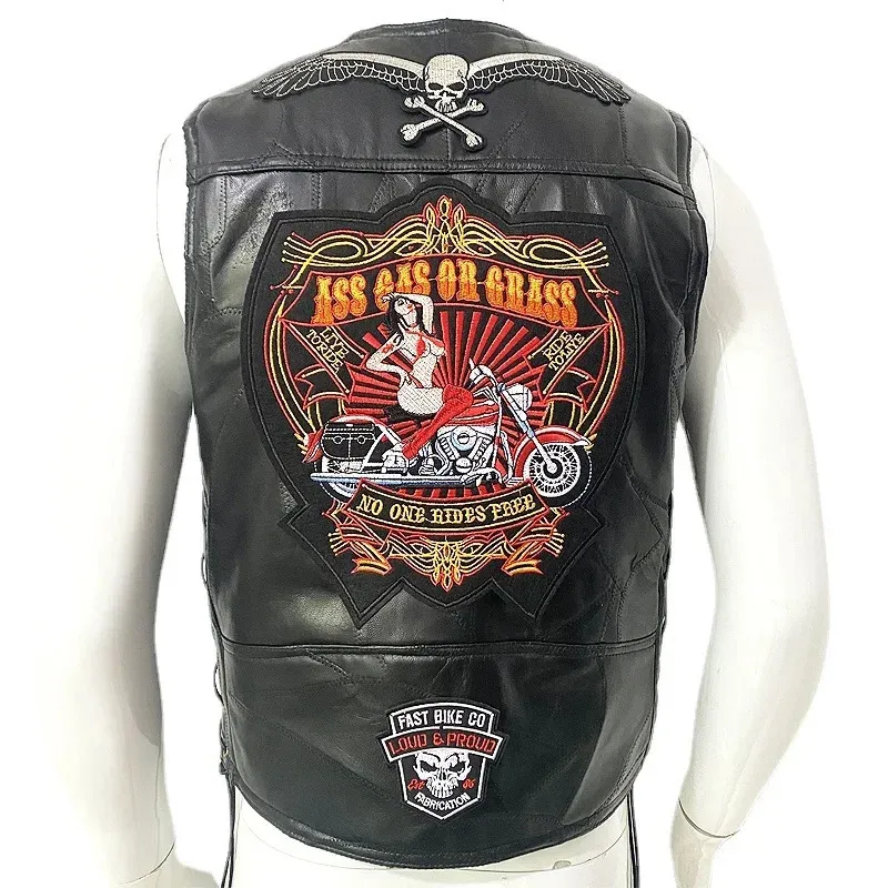 DHgate.com:Genuine Leather Motorcycle Vest Mens Sleeveless
