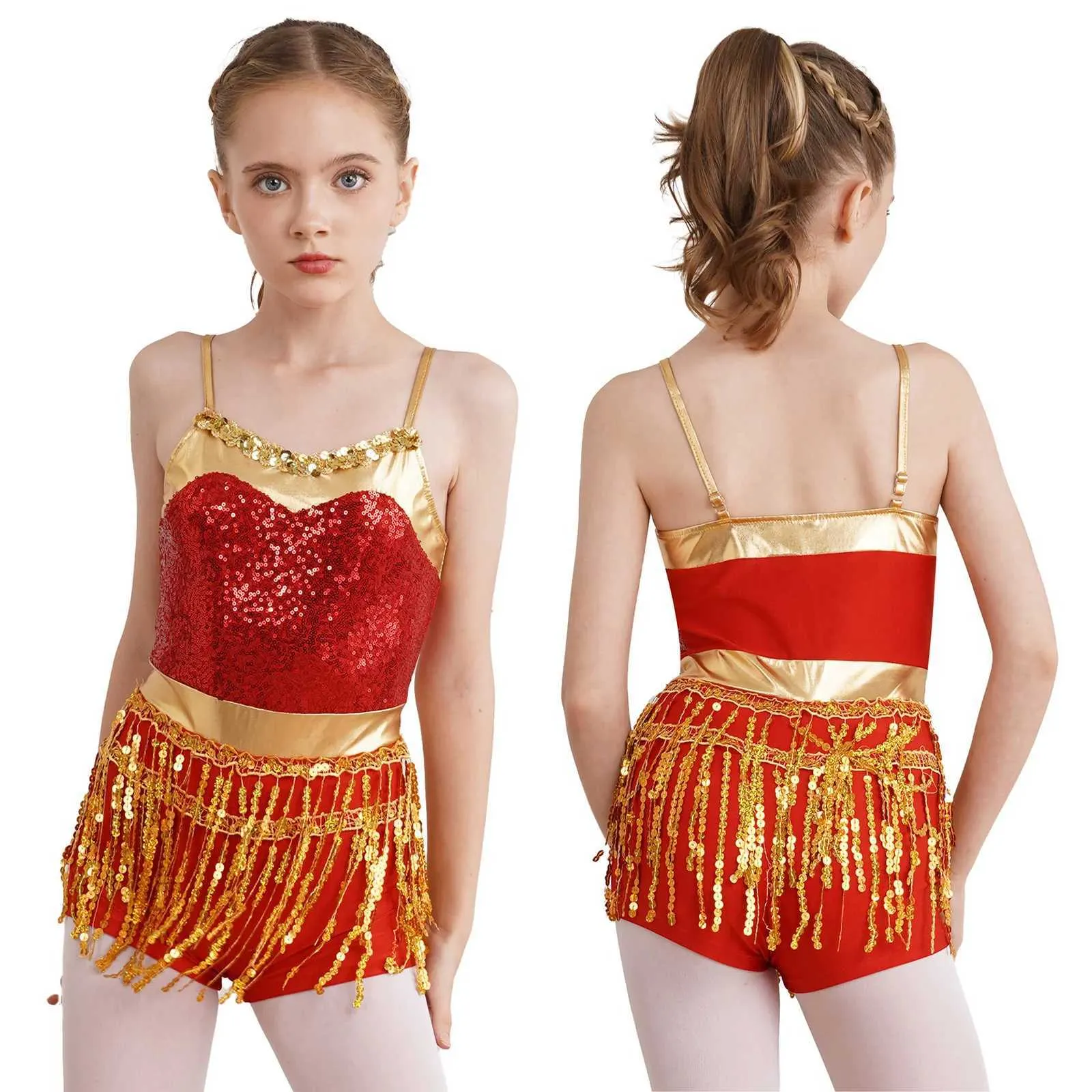 CHICTRY Kids Girls Sparkly Rhinestone Dance Leotard Mesh Floral Sequins Splice Dancewear Figure