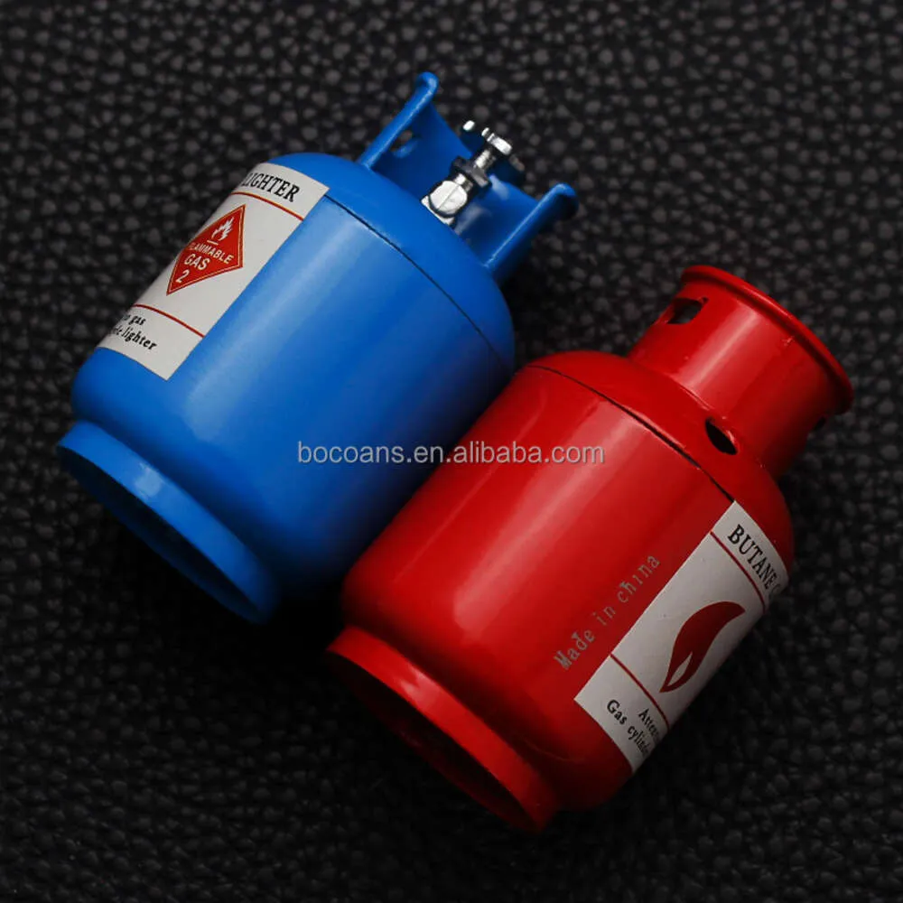 BD917 Creative Gas Ofylld tankform Öppen Flame Lighter Metal Single Fire Red Flame Ierable Lighter Wholesale