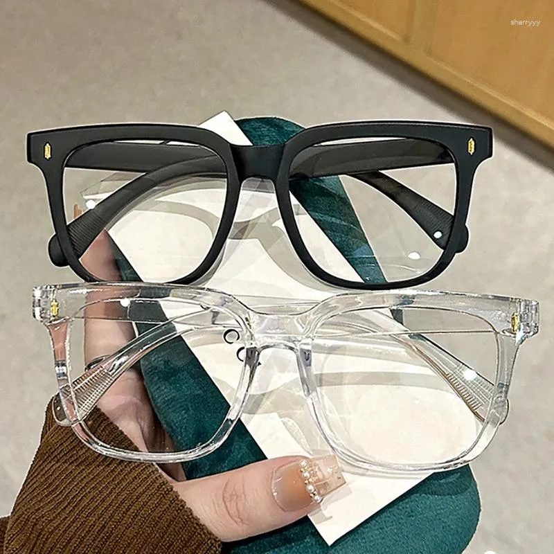 Marcos de gafas de sol con miopía miopía luz plana de cara plana grande marco de gafas anti azules anti azul cuadrado para estudiante