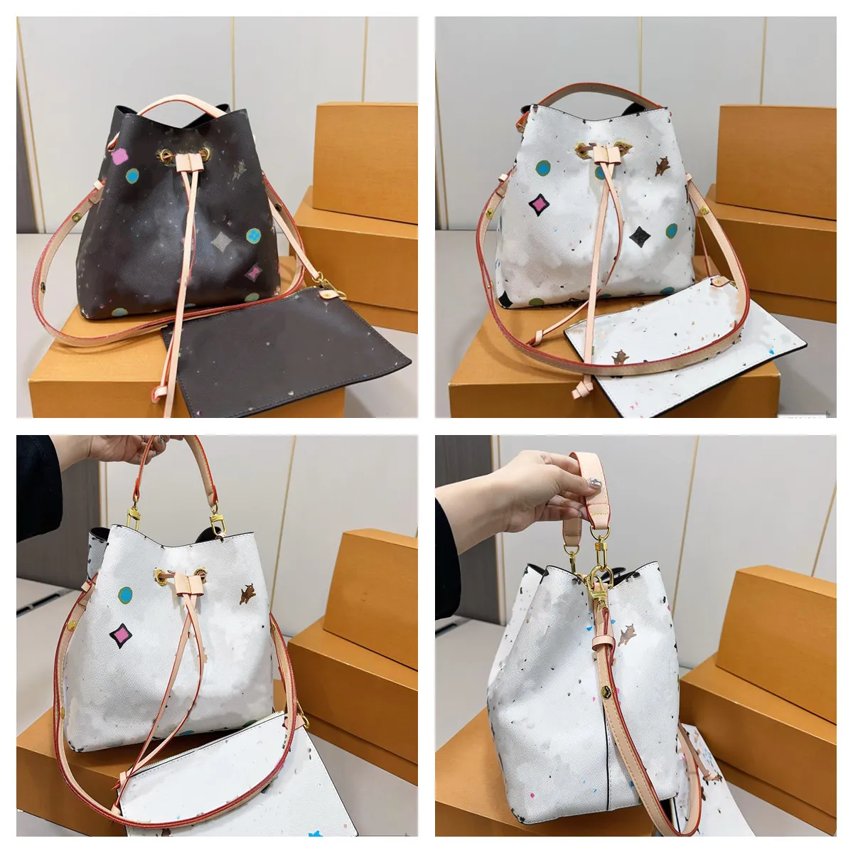 Designer Bucket Bags For Women Vintage Old Flower Cross Body Shoulder Bags Graffiti Neo Tote Noe Purse High Quality Leather Luxury Ladies Handbags Shopping Wallet From 49 7 DHgate