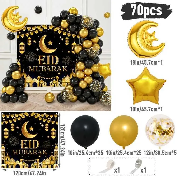 101-Piece Ramadan Decorations Kit – Ramadan Mubarak Banner, Balloons, Swirls – DIY Home & Party Decor For Ramadan