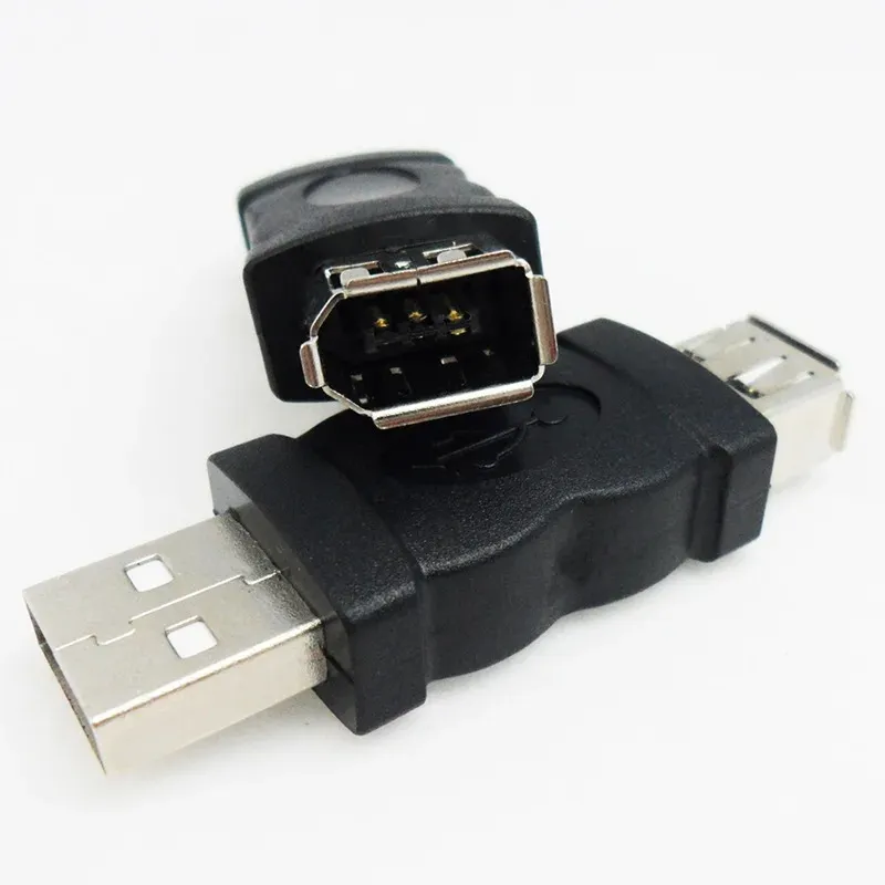 新しいFirewire IEEE 1394 6ピン女性からUSB 2.0タイプA男性アダプターアダプターカメラMP3プレーヤー携帯電話PDASブラックドロップシップ