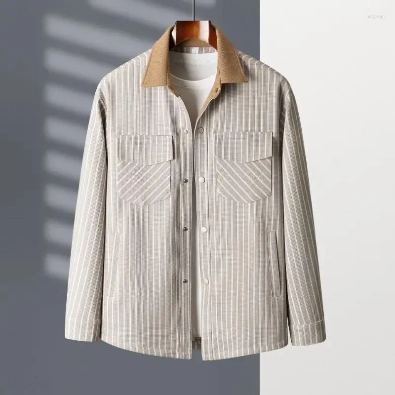Men's Jackets Arrival Fashion Suepr Large Spring Thin Elastic Striped Oversized Shirt Jacket Plus Size L XL 2XL3X 4XL5XL6XL 7XL 8XL