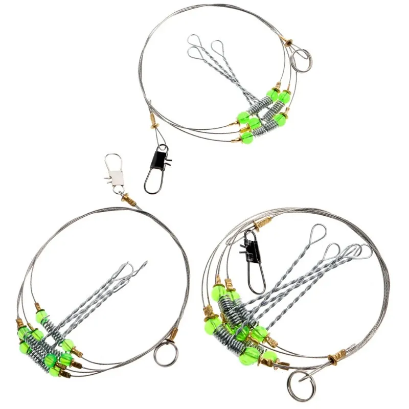 AntiWinding 6 Swivel String Fishing Hook Steel Rigs Wire Leader Hooks High Quality Fishhooks 240515