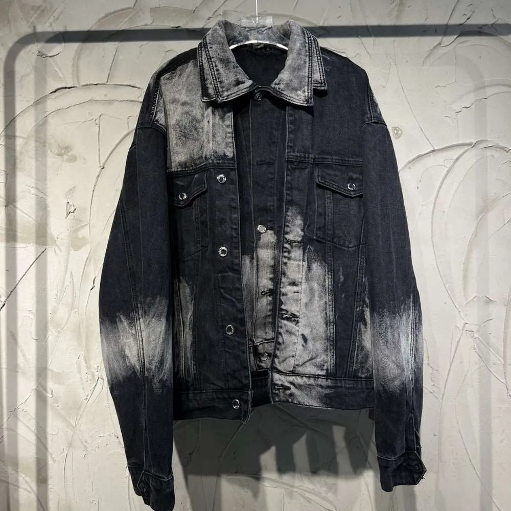 Paris B Home S Correct High Version OF Spoof Graffiti Denim Jacket For Both Men And Women Hand Washed Polished