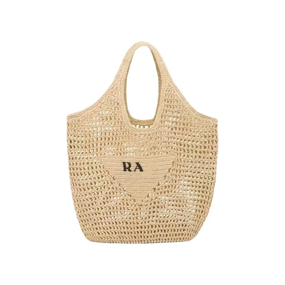 Designer mesh bag, classic letter embroidery, women's shopping bag, multi-color beach bag, large capacity handbag, fashionable weaving technology, portable sho