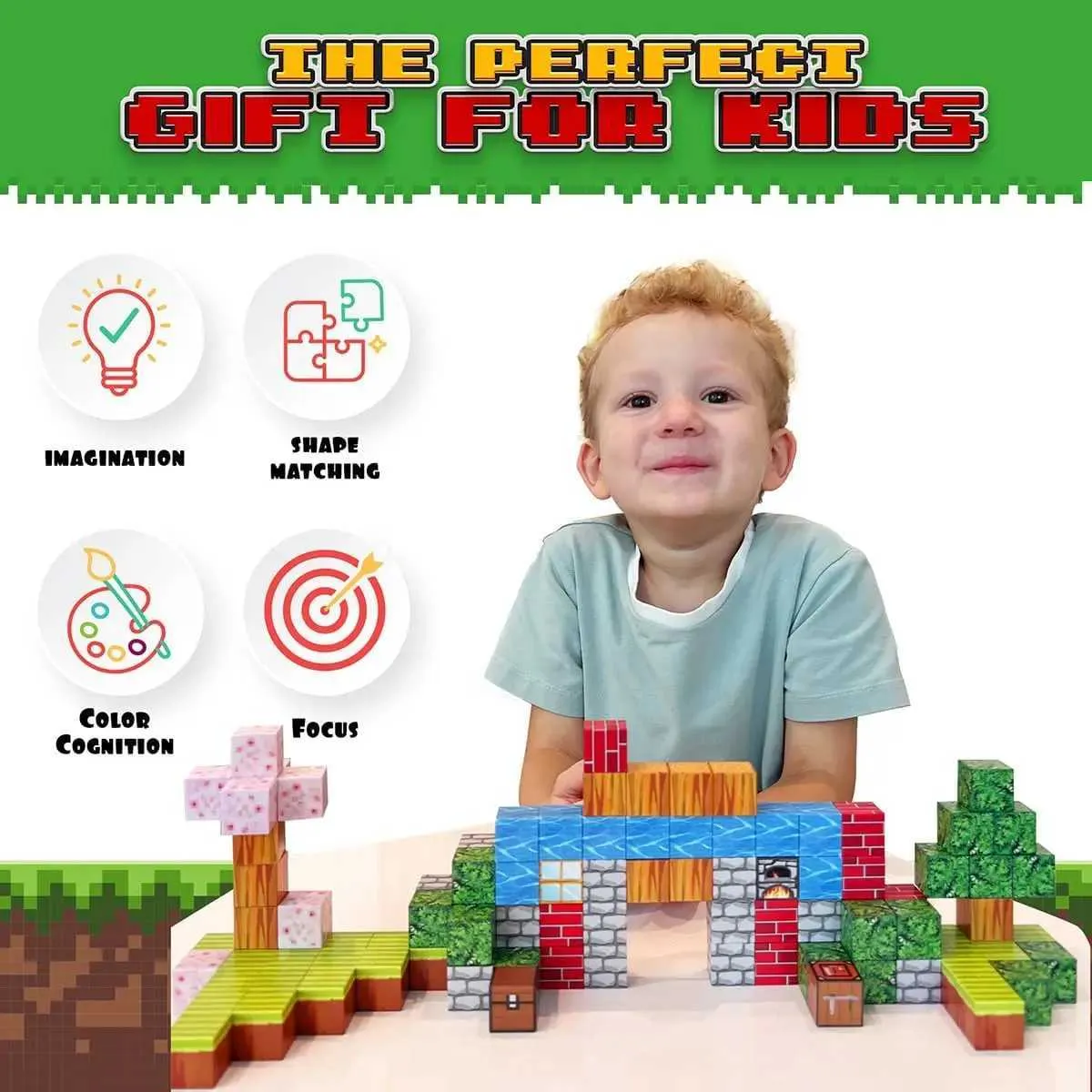 100-Piece Magnetic Building Blocks - Forest Theme STEM Educational Toys For Kids 3+