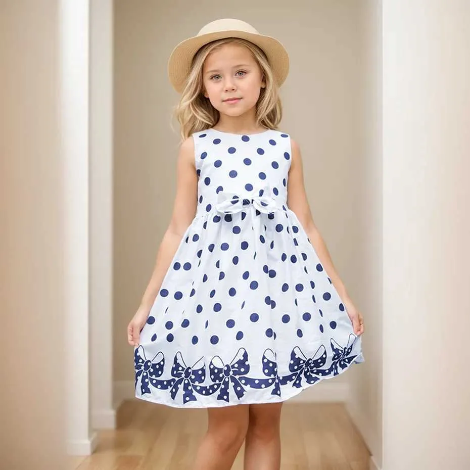 Girl's Sleeveless Summer Dress Knee-Length Dot Pattern Casual Style for  Ages 4-6, 7-12, 12+ from Dhgate Girl's Dresses - price 27.62