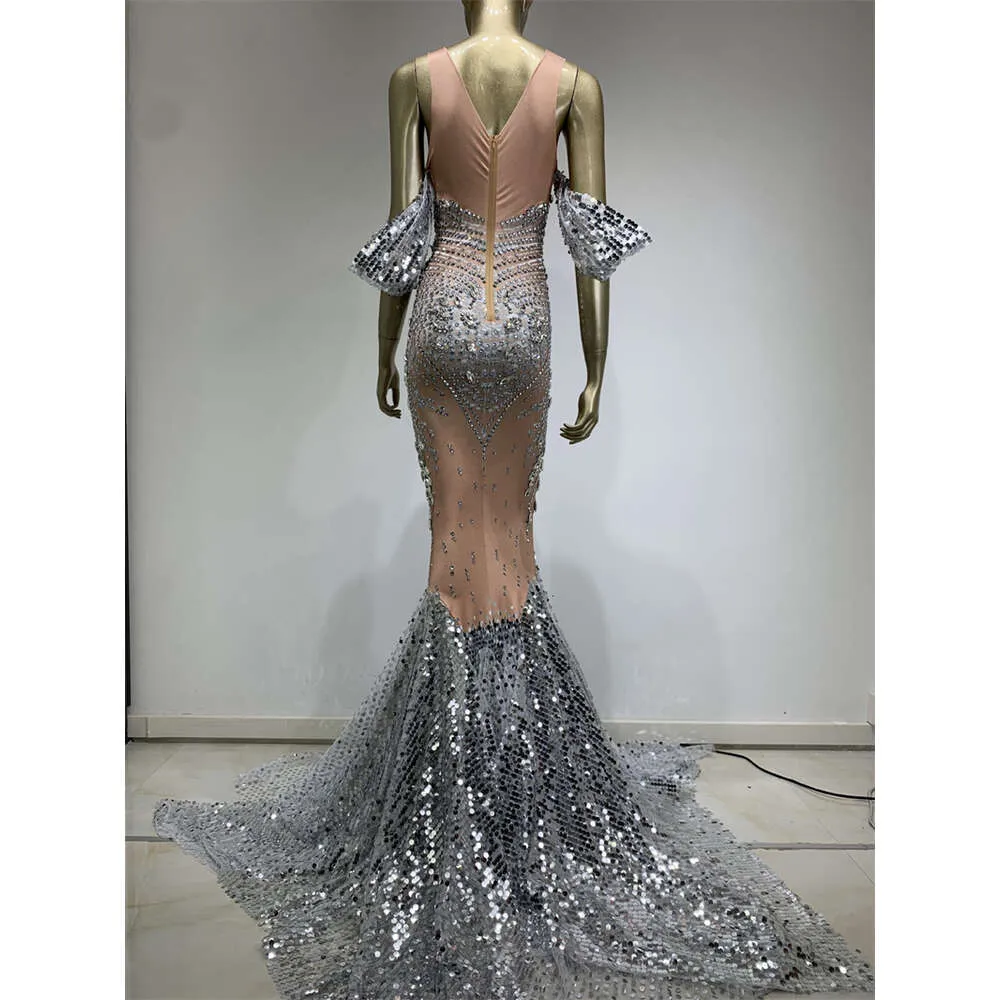 silver glitter maternity dress Colette by Daphne CL8425 Long Sequin Formal Prom Dress main image 0