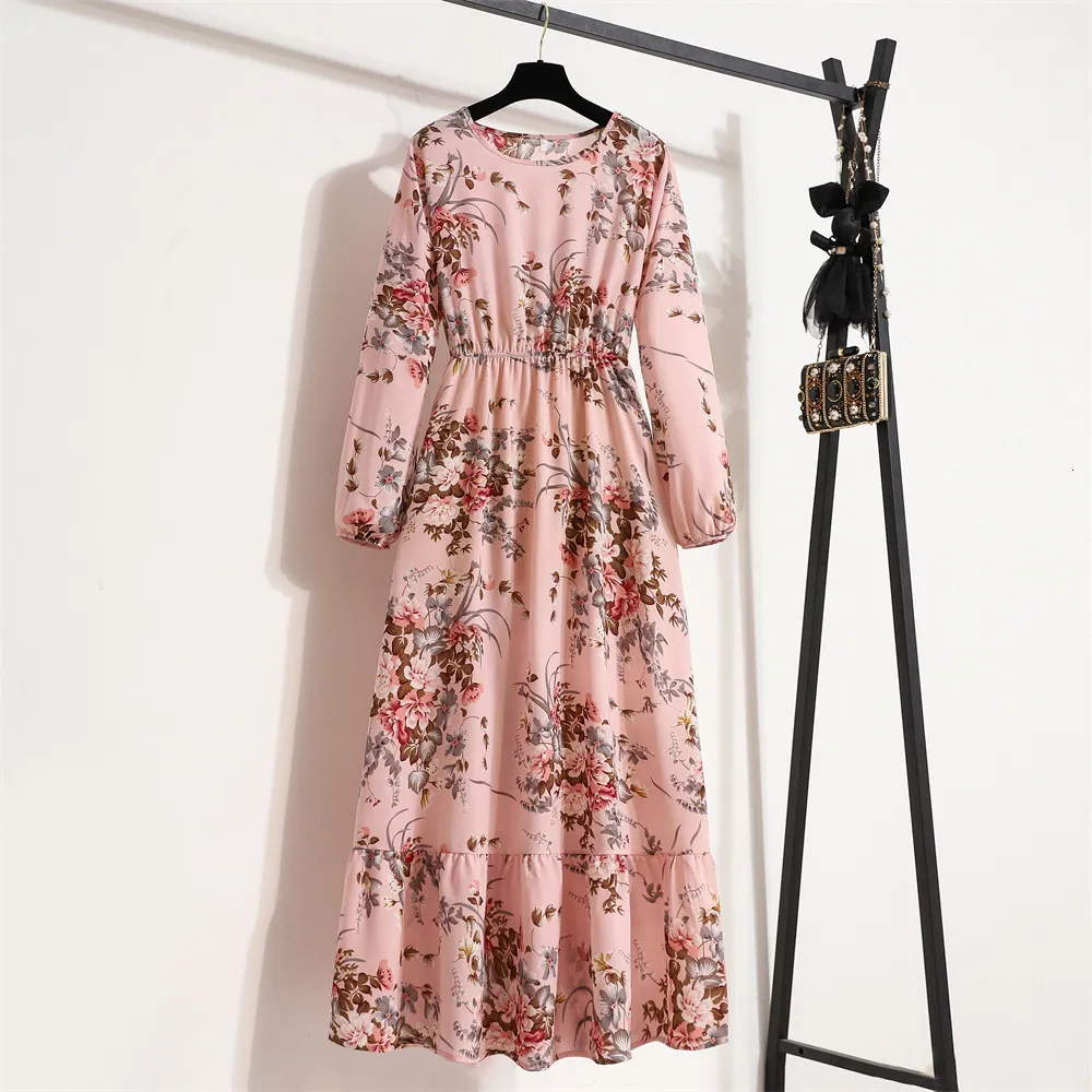 Vintage Floral Long Sleeve Cotton Dress For Women Elegant Vintage Floral Long Sleeve Cotton Dress For Women Elegant