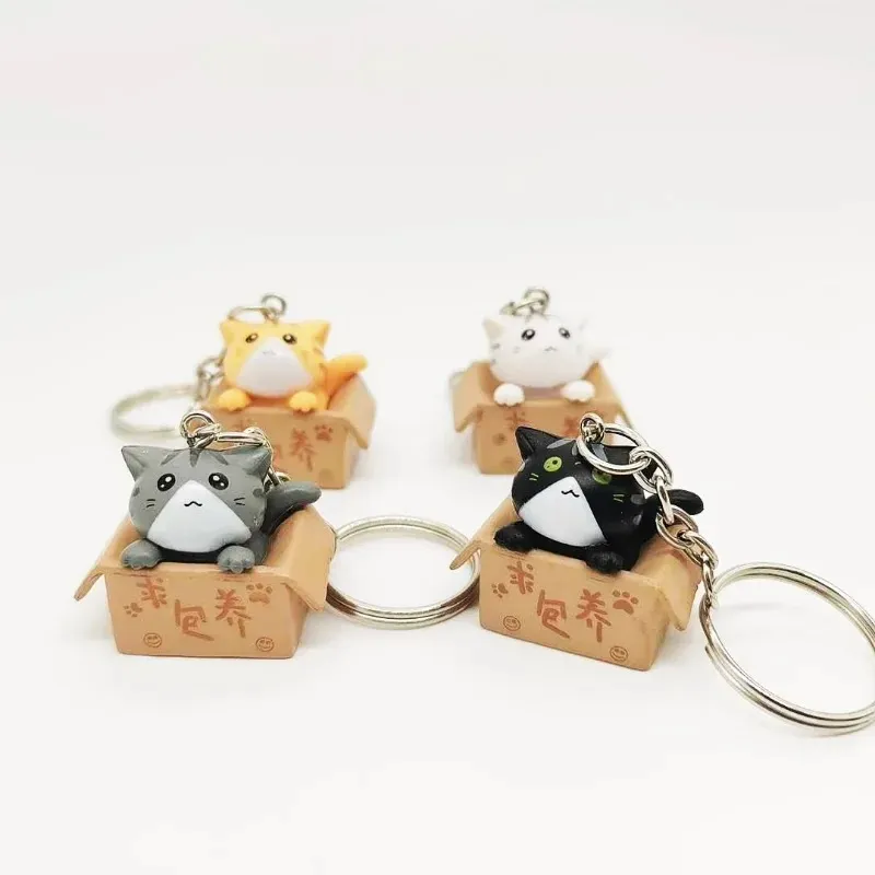 Kreative Persönlichkeit süße kleine Katzenbox Schlüsselbund für Frauen Männer Schlüsselbeutel Anhänger
