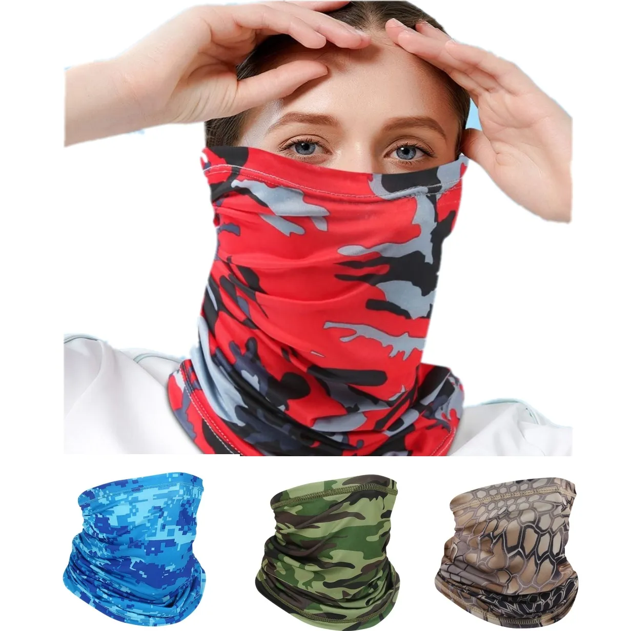 Arctic Cool Face Mask Gaiter fietsen sjaals Summer Bandana Magic sjaal racen zonnebrand Maskers Mens dames sporthoofdbanden Solid Color Camo