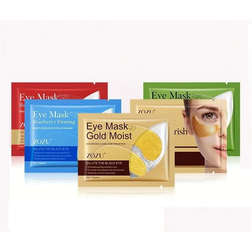 Ögonvård 24K Gold Mask Collagen Patches Anti Dark Circle Puffiness Bag fuktgivande hud Röd granatäpple Blueberry Drop Delivery Healt Otkig