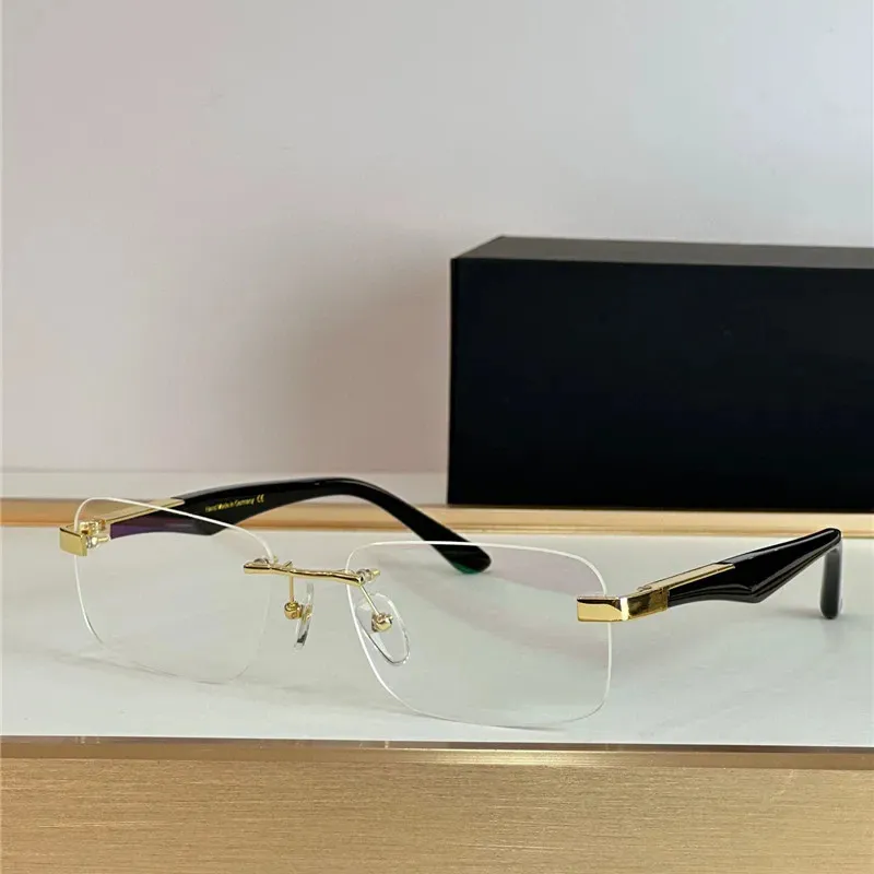 Titanium Rimless Eyeglasses for Men Women Clear Lens Gold Frame Classic Style Designer Optical Glasses
