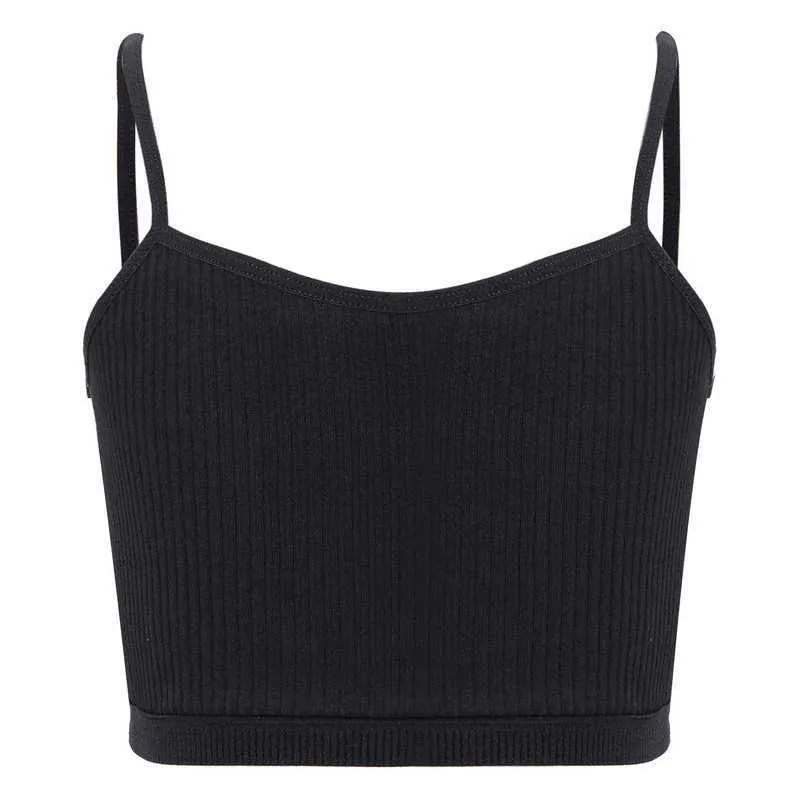 Vest barn och flickor bomullsgröda topp rib bh Vest italienska spaghetti axelremmar solida grundläggande tank top underkläder casual gym sportkläder240502